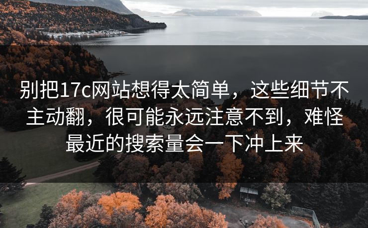 别把17c网站想得太简单，这些细节不主动翻，很可能永远注意不到，难怪最近的搜索量会一下冲上来