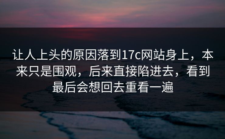 让人上头的原因落到17c网站身上，本来只是围观，后来直接陷进去，看到最后会想回去重看一遍