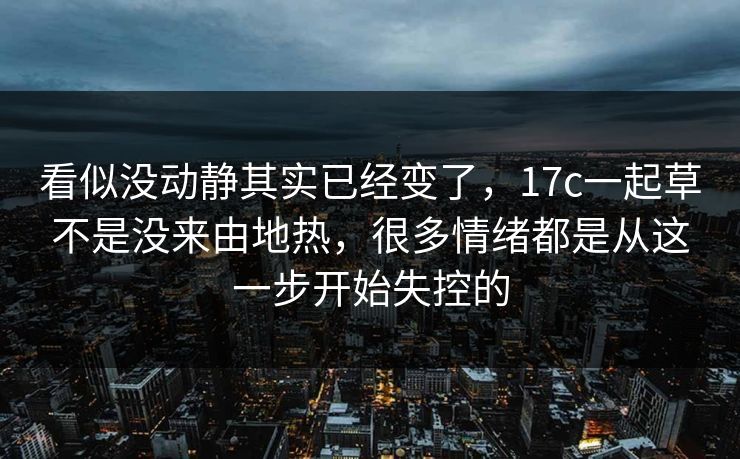 看似没动静其实已经变了，17c一起草不是没来由地热，很多情绪都是从这一步开始失控的
