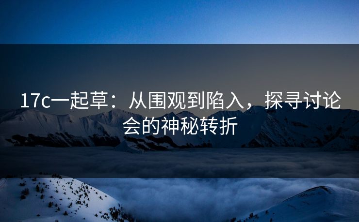 17c一起草:从围观到陷入,探寻讨论会的神秘转折 17c一起草:从围观到陷入,探寻讨论会的神秘转折
