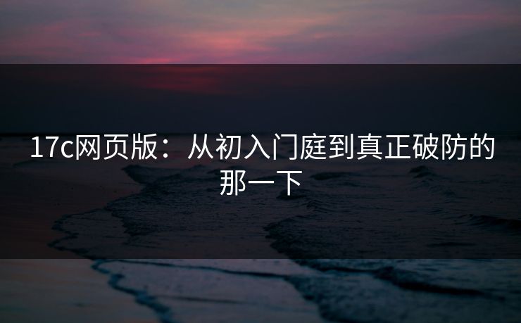17c网页版：从初入门庭到真正破防的那一下